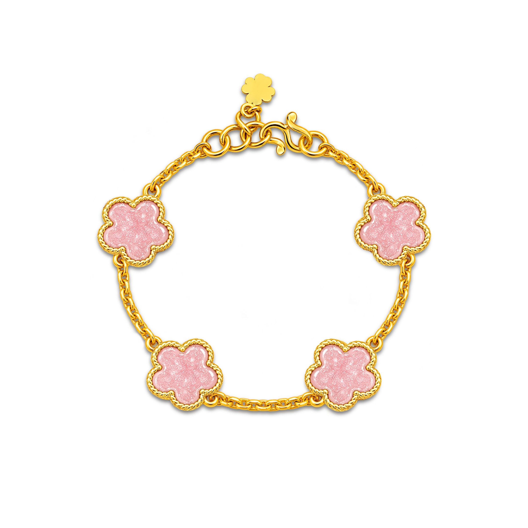 ข้อมือ Golden Wish ลงยาชมพู 1 สลึง