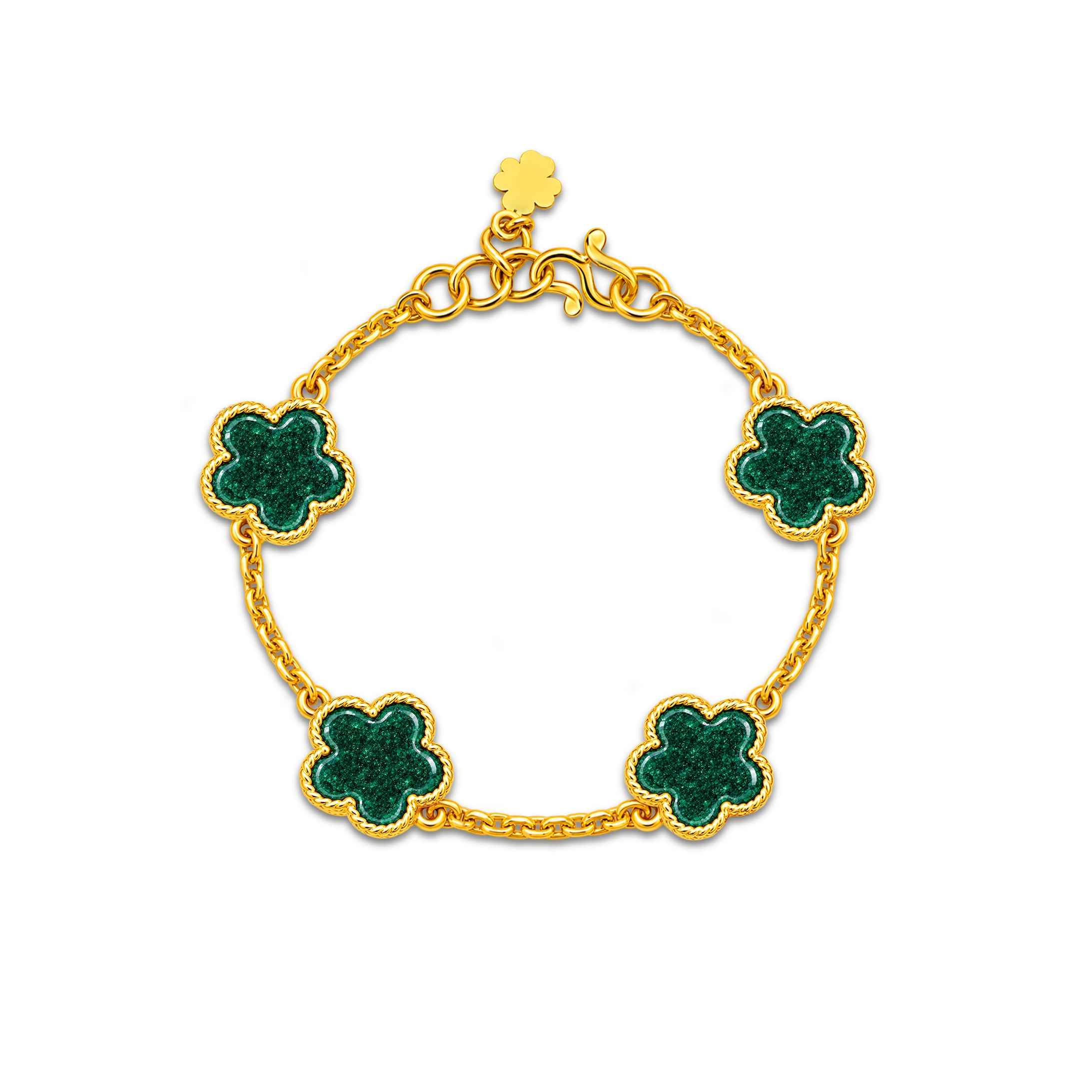 ข้อมือ Golden Wish ลงยาเขียว 1 สลึง